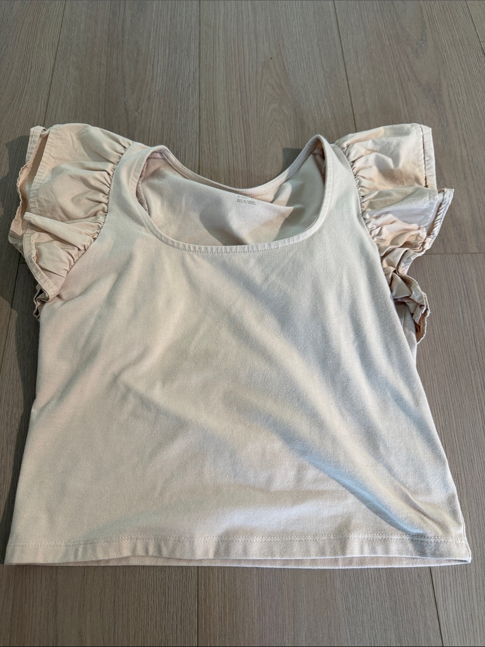 a new day Cream Ruffle Sleeve Crop Top